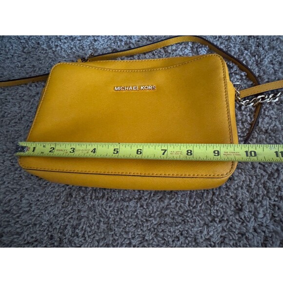 Michael Kors Leather Crossbody Bag Jet Set Chrome Yellow - Picture 3 of 10
